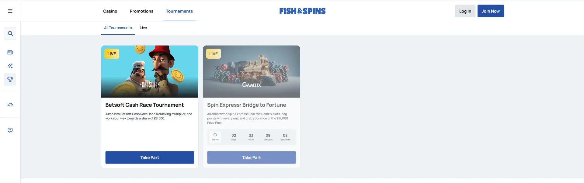 Fish and Spins leaderboard promotion with ranking rewards